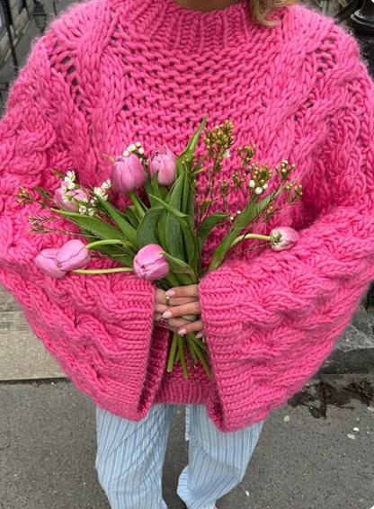 Oversize chunky knit high neck sweater