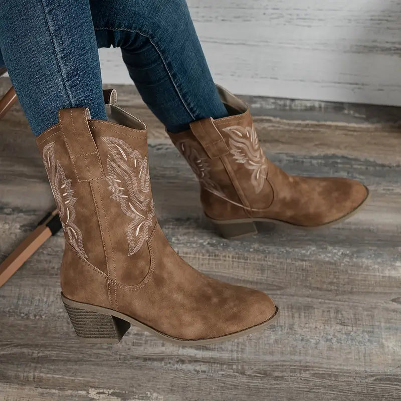Retro Stiefel Frauen High Heels Schuhe - IdealeKleiden