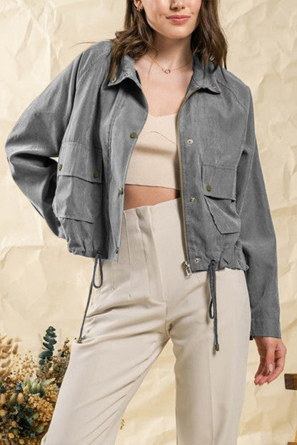 Checked women's jacket two-pocket design