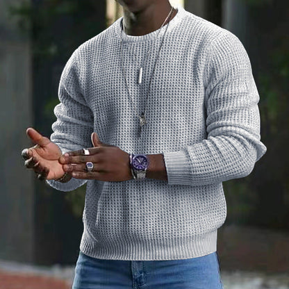 Men's Long-Sleeved Round Neck Jumper with Large Design
