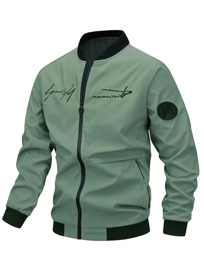 Men's Embroidered Leather Jacket Elegant