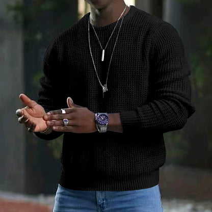 Men's Long-Sleeved Round Neck Jumper with Large Design