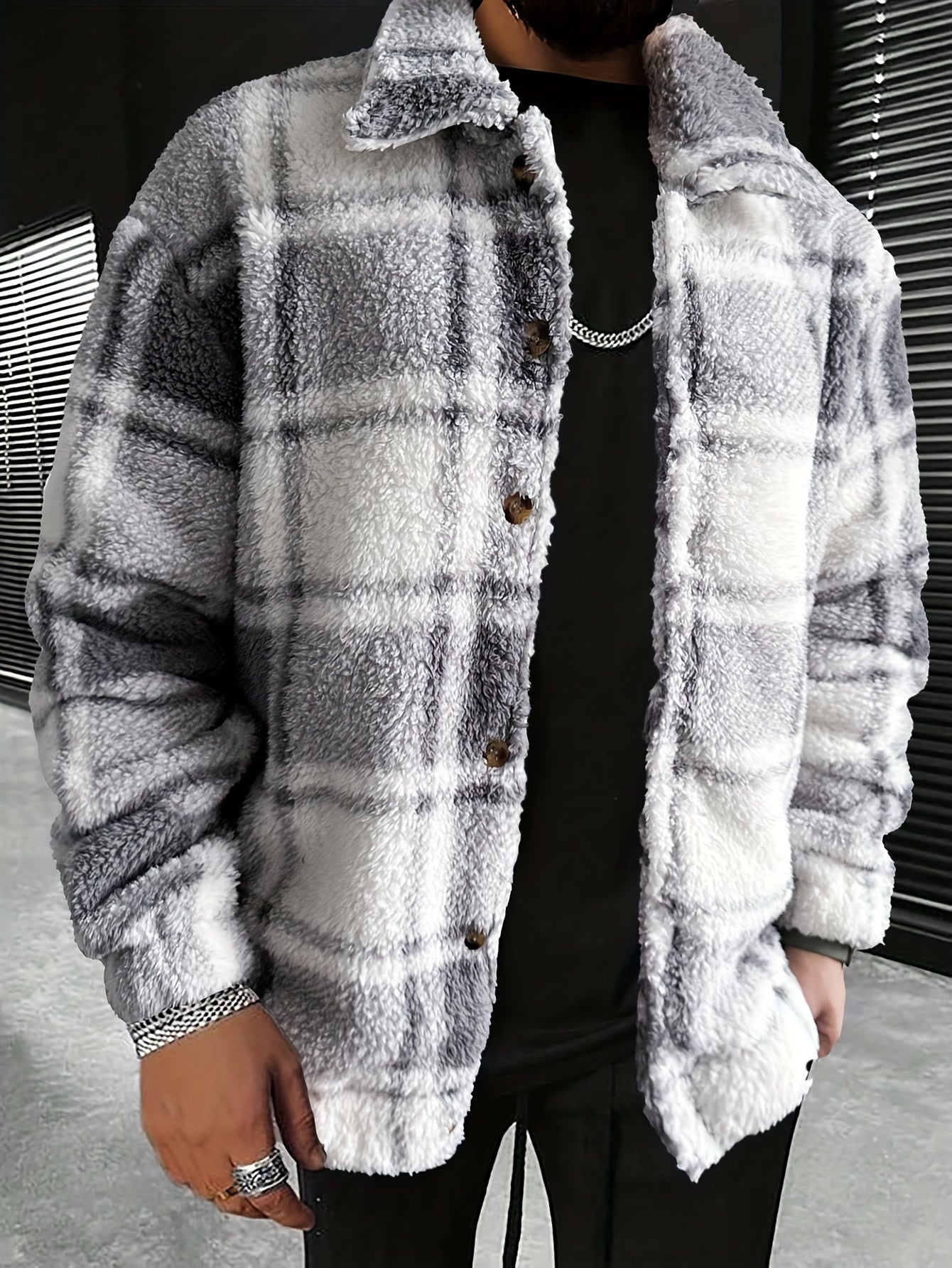 Flannel Jacket Plaid Warm Polyester Fleece
