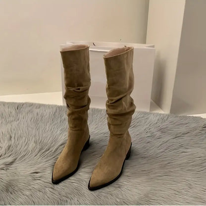 Stylish Ankle Boots Suede Pointed High Heel
