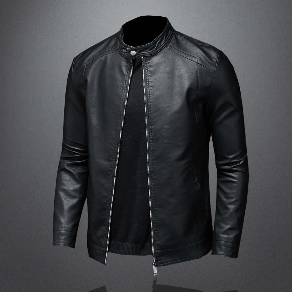 Elegante Lederjacke Bikerstyle für Herren - IdealeKleiden