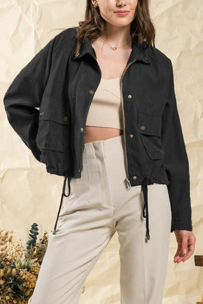 Checked women's jacket two-pocket design