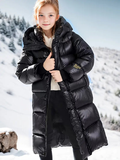 Girls' Long Hooded Winter Coat