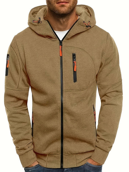 Sporty Hooded Zipper Functional