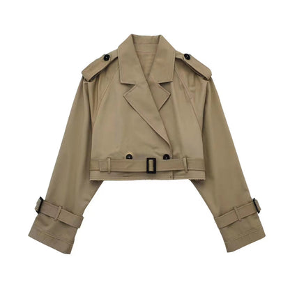 Elegant Trench Coat Women Short Modern Belt