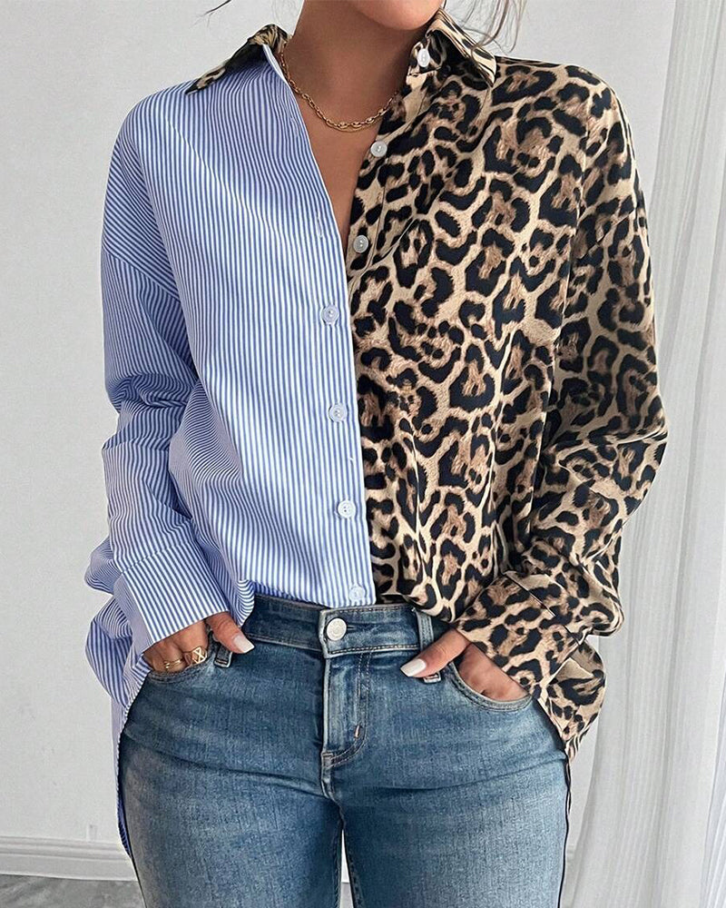 Fashionable dress stripes leopard pattern
