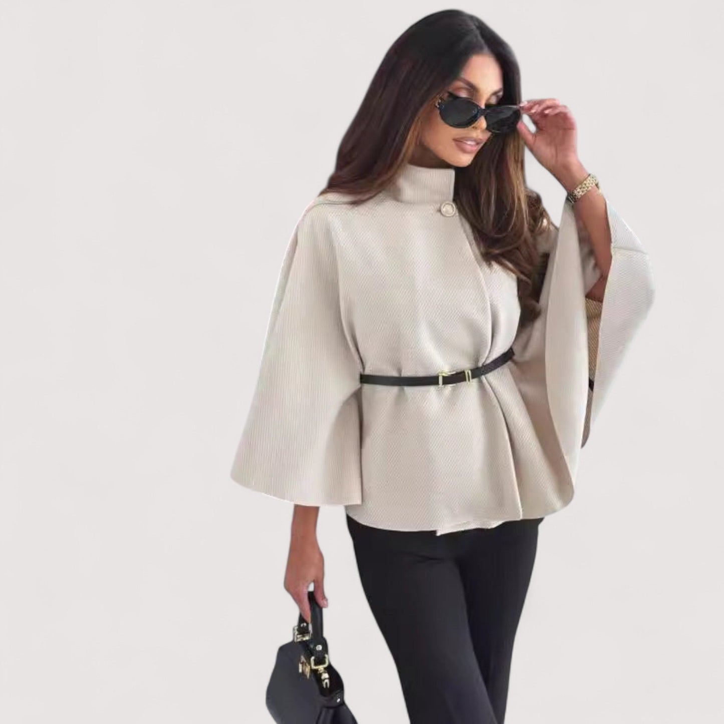 Elegant Women's Jacket Butterfly Pattern With Belt