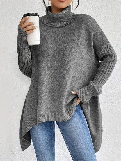 Bequemer Rollkragenpullover Lang Elegant