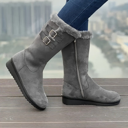 Warme Winterstiefel Samt Optik - IdealeKleiden