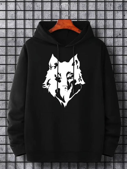 Men's Hoodie Wolf Pattern Trendy