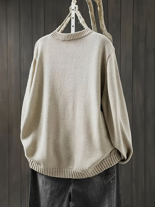 Damen Strickpullover mit Knöpfen Elegant - IdealeKleiden