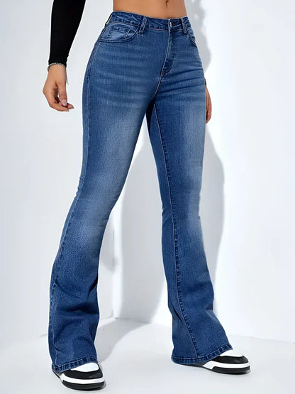 High-Waisted Women's Jeans with Flare Leg and Stretch
