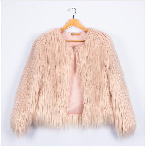 Women's Faux Fur Jacket Soft Voluminous Cut Elegant Design