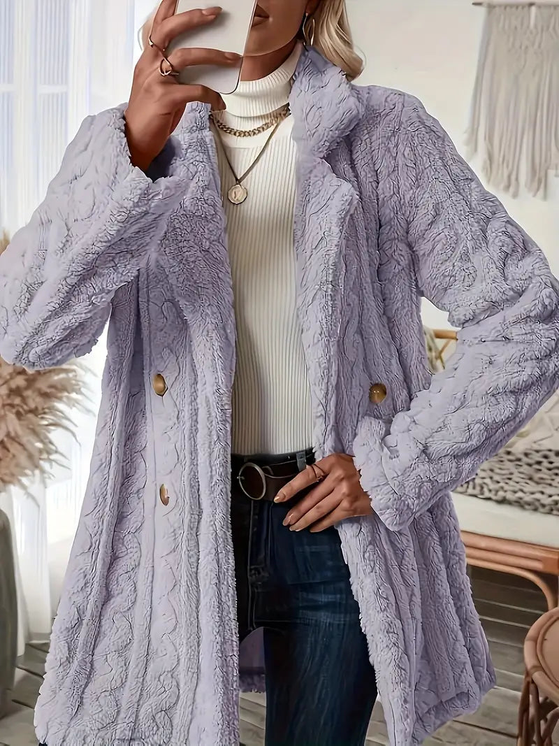 Soft Warm Coat Long-sleeved Plain