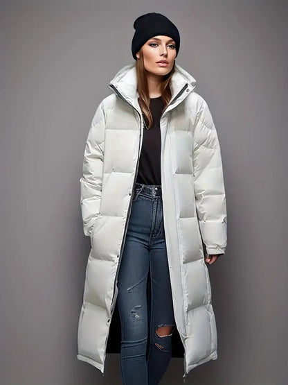 Warm Women's Puffer Jacket Hood Winter