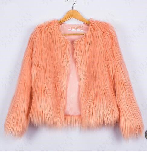Women's Faux Fur Jacket Soft Voluminous Cut Elegant Design