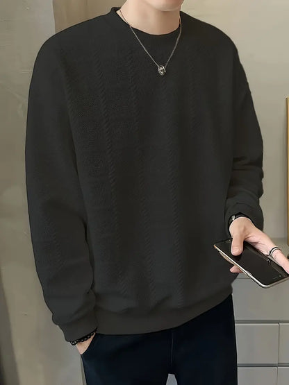 Trendy Waffle Knit Pullover for Men, Fashionable