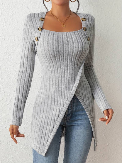 Stylish Women's Sweater Square Neck Long Sleeve