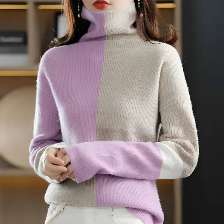 Soft Women's Sweaters Contrasting ColorsWarm