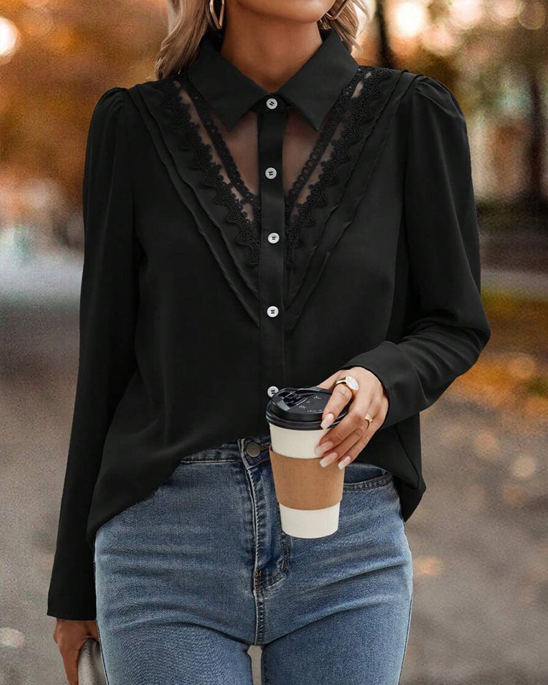 Romantic Lace Puff Sleeve Dress