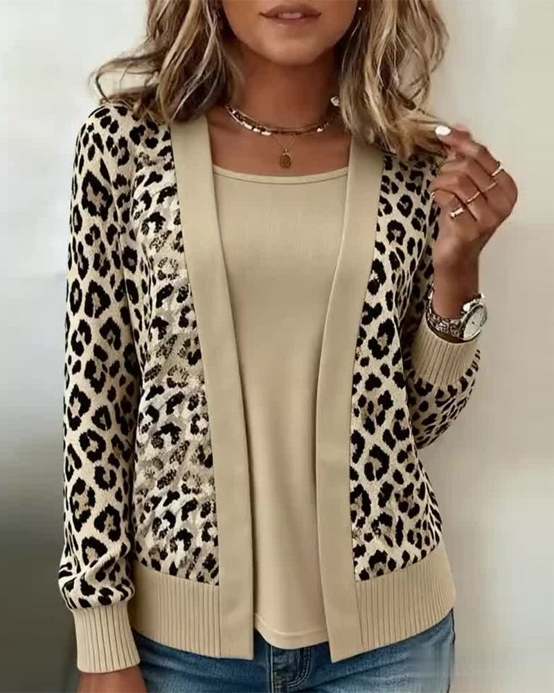 Stylish Clothing | Faux Two-Piece Look Leopard Print