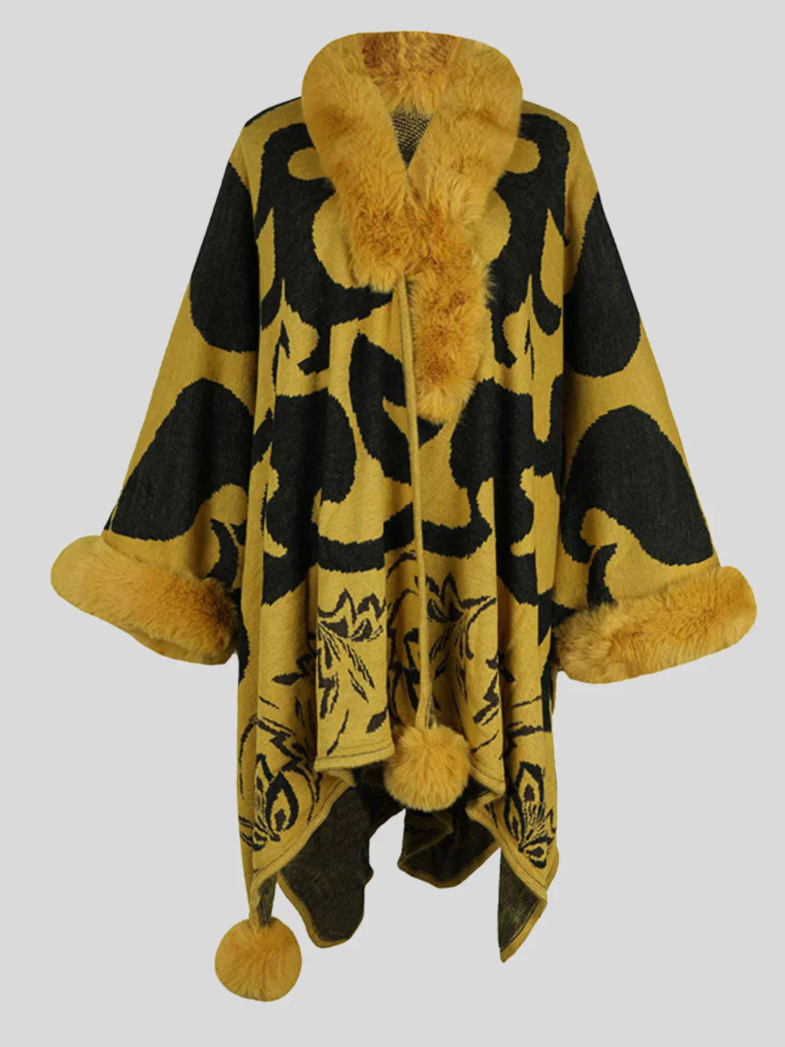 Stylish winter poncho with trendy print