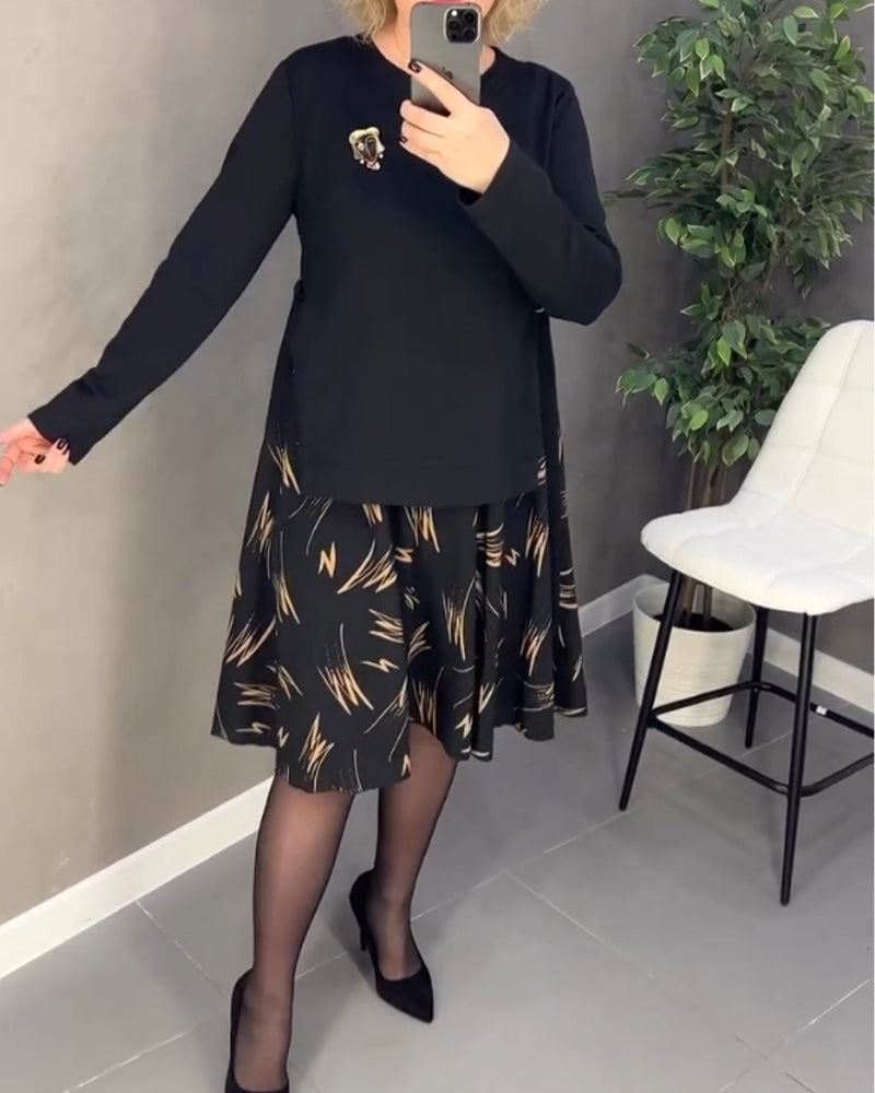 Sommerkleid Rundhals Lockeres Design - IdealeKleiden