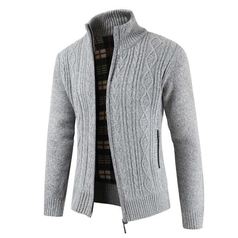 Herren Strickjacke Modern Reißverschluss Stehkragen