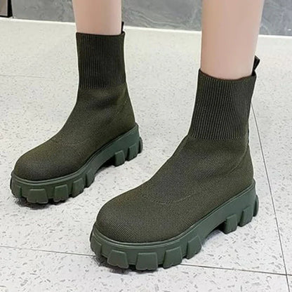 Knitted Sweater Ankle Boots Women Trendy Ankle