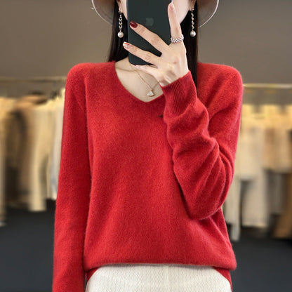 Comfortable Women's V-Neck Warm Winter Sweater