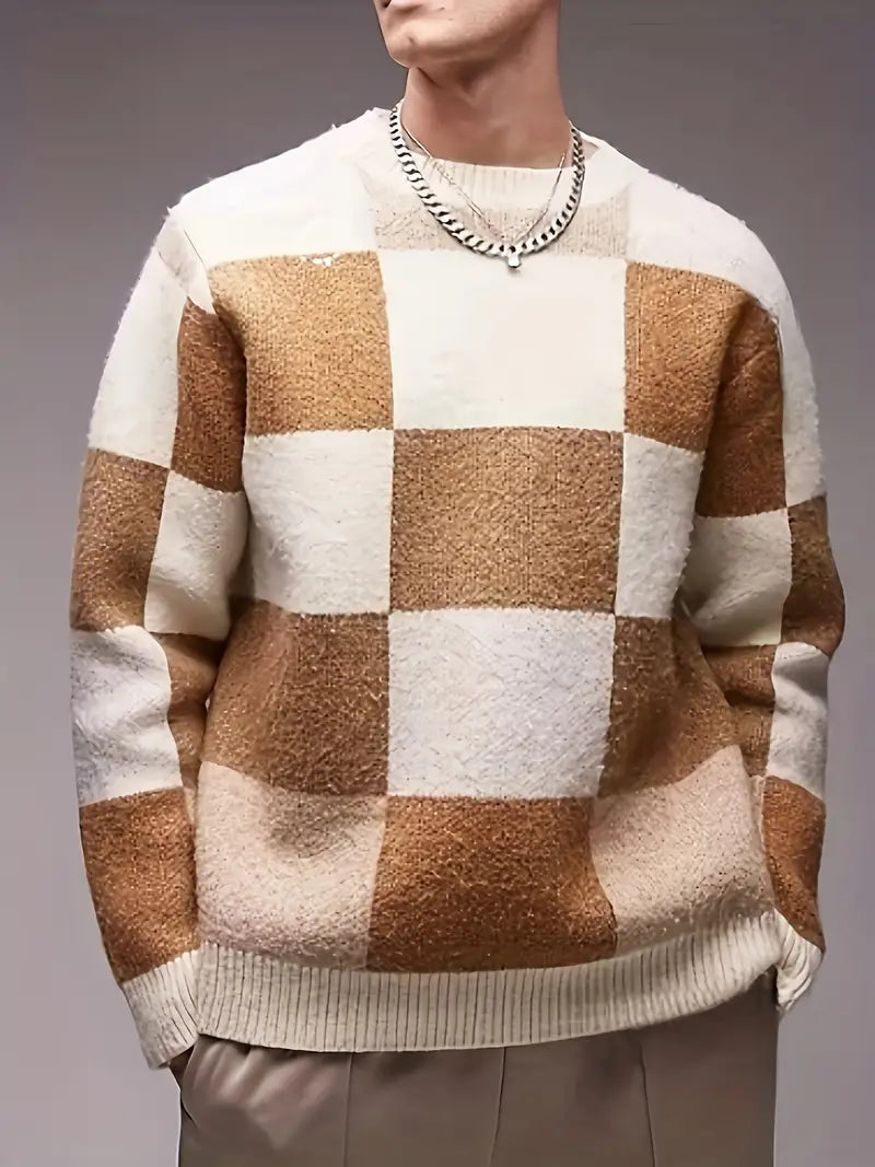 Farbblock Pullover Herren Modern - IdealeKleiden
