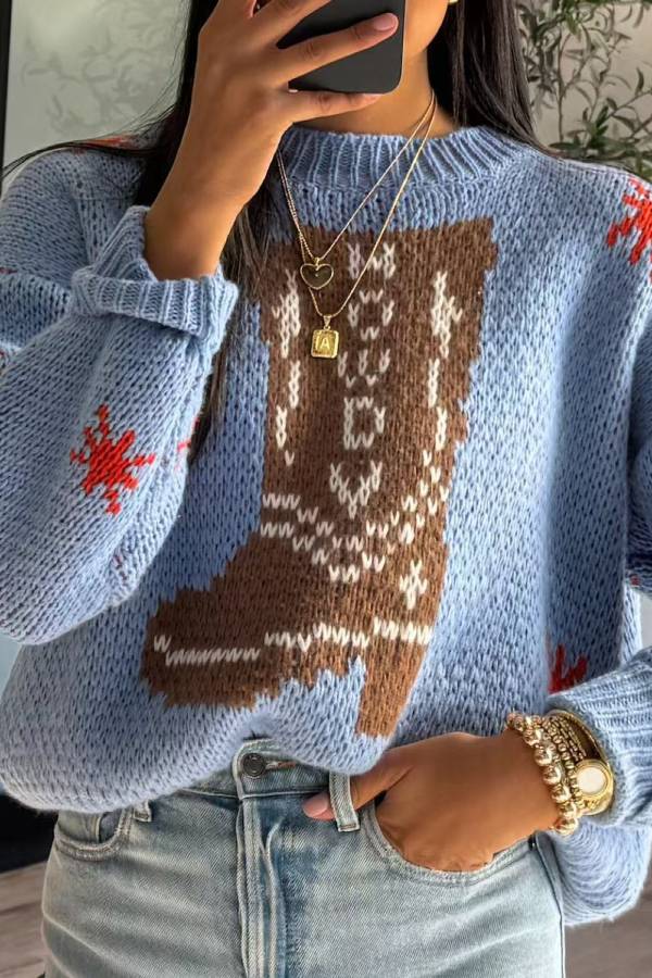 Christmas Knitted Jumper Round Neck Warm