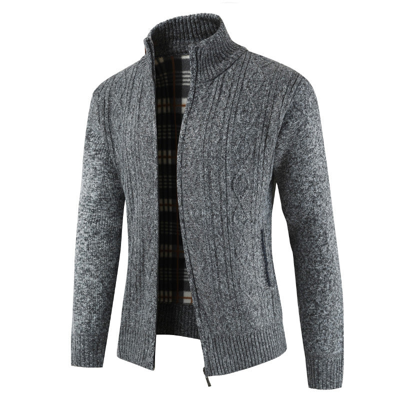Herren Strickjacke Modern Reißverschluss Stehkragen