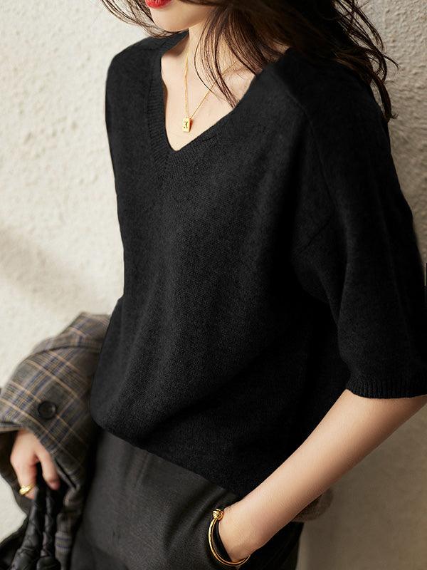 Women's Soft Cashmere Elegant V-Neck Sweater