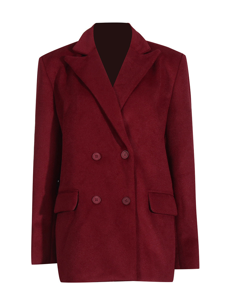 Women's Warm Short Wool Jacket with Belt