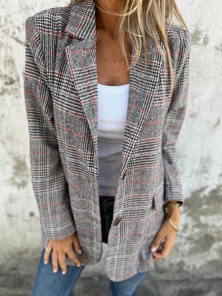 Stylish Women's Winter Blazer Plaid