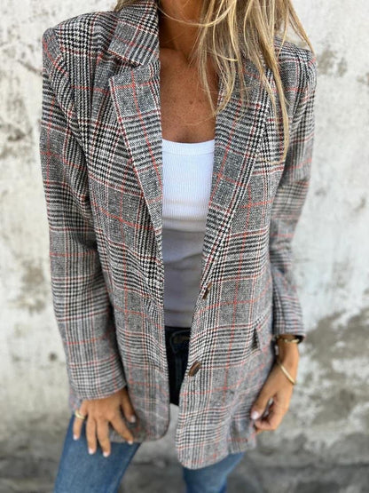 Stylish Women's Winter Blazer Plaid
