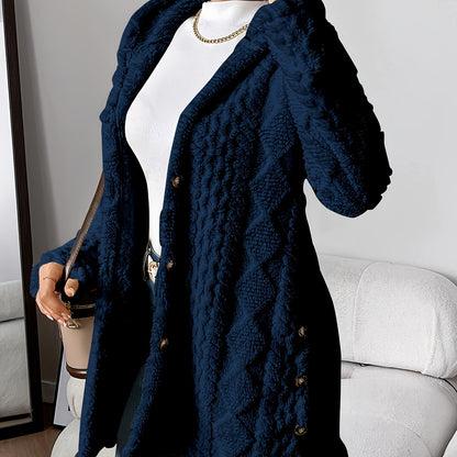 Elegant Women's Long Jacket with Hood Nautical Style