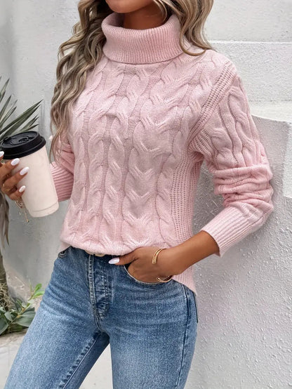 Women's Turtleneck Sweater Cable Knit Soft