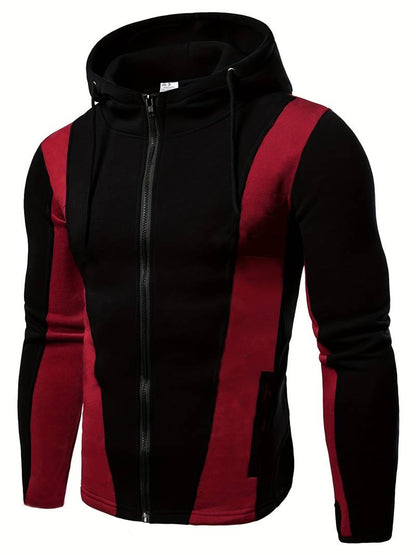 Stylish Men's Hoodie Color Block Design