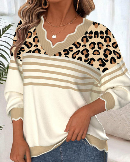 Women's Scarf Leopard Print V-Neck