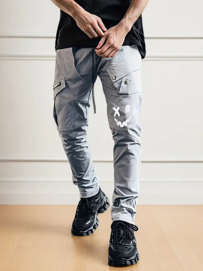 Casual Cargo Pants Zipper Pockets Leisure Style