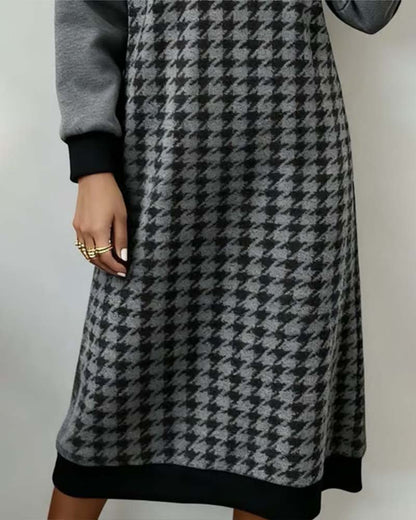 Kleid Runder Ausschnitt A-Linie Farbenfroh - IdealeKleiden