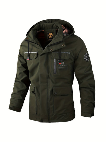 Men's practical outdoor hooded jacket