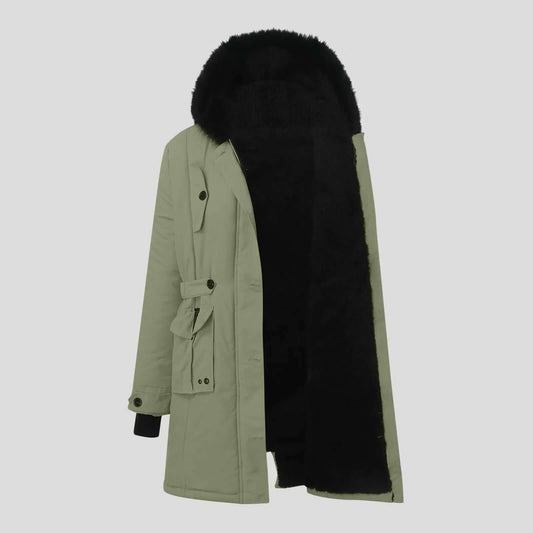Damen Winterparka Luxus Kunstfell Mantel - IdealeKleiden
