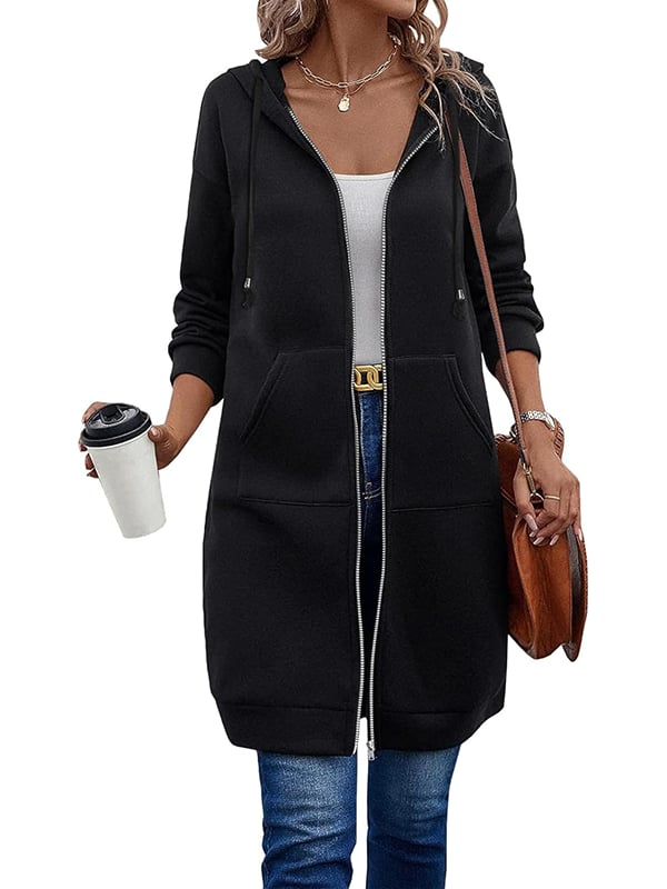 Women's Long Sleeve Hooded Zipper Jacket